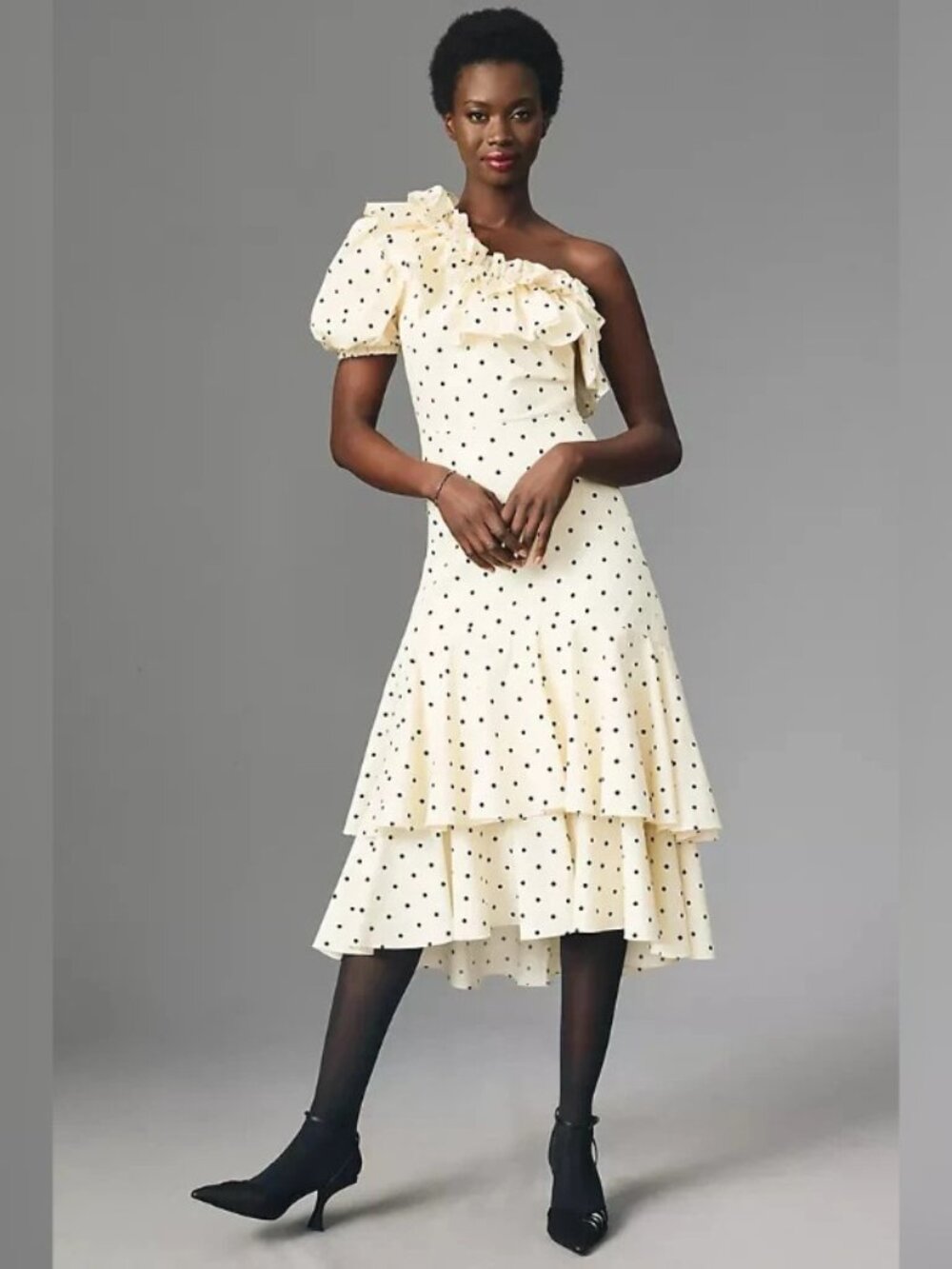 Anthropologie Queens of Archive Ruffled Midi Dress Sz Small